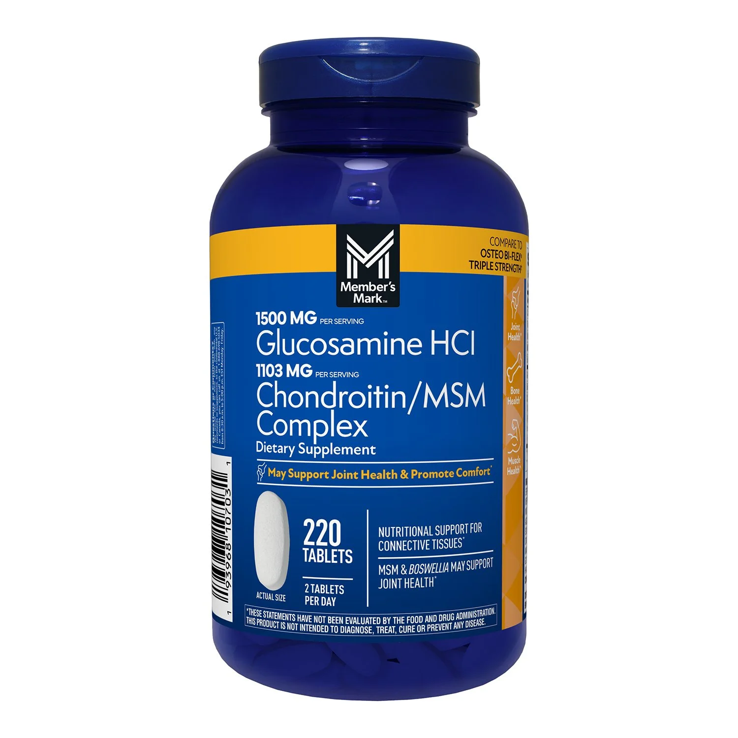 Viên hổ trợ xương, khớp gối, tạo và giử cơ bắp-Glucosamine HCl and Chondroitin/MSM Complex Tablets, 220 ct.