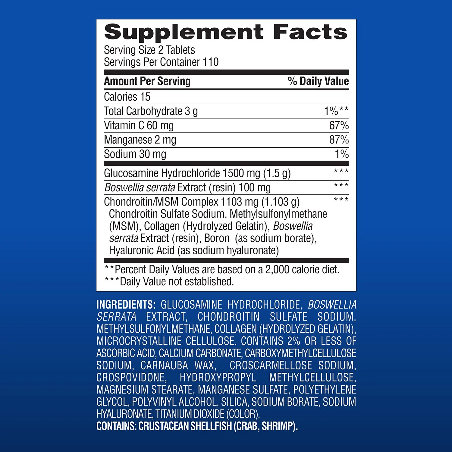 Viên hổ trợ xương, khớp gối, tạo và giử cơ bắp-Glucosamine HCl and Chondroitin/MSM Complex Tablets, 220 ct. - Ảnh 2