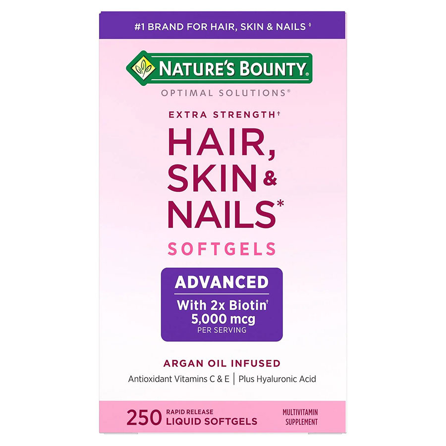 Viên nang hổ trợ đẹp da, nuôi dưởng mái tóc đẹp, móng tay chân khỏe từ Nature's Bounty Optimal Solutions Advanced Hair, Skin & Nails, 250 viên.