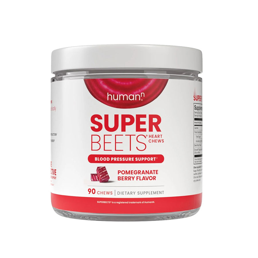 Kẹo nhai ổn định huyết áp, lưu thông máu và hổ trợ tim mạch - HumanN SuperBeets Heart Chews vị lựu 90 viên.