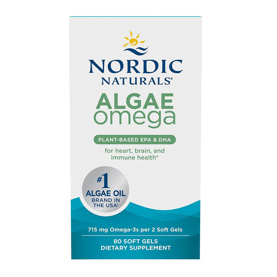 Viên Tảo biển tự nhiên bổ não, khỏe tim, hổ trợ khớp gối và mắt Nordic Naturals Algae Omega 715 mg, 80 viên.