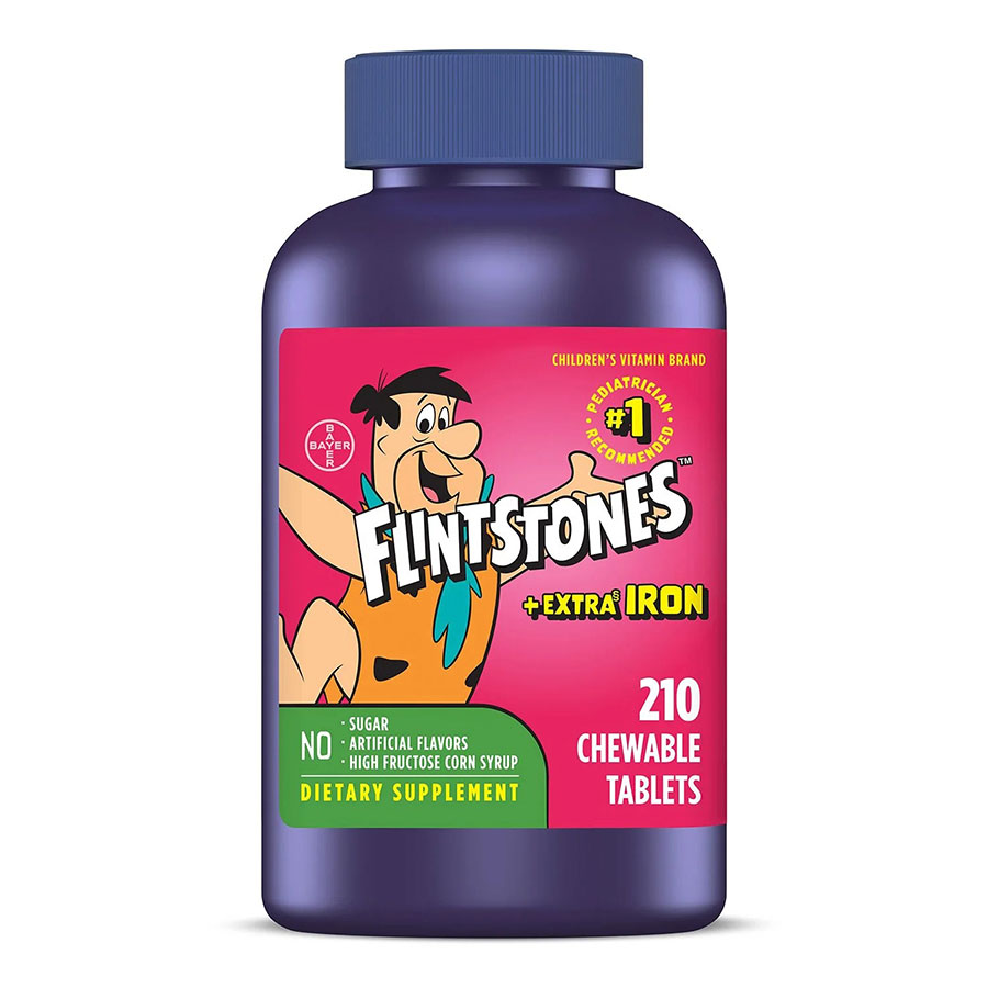 Viên nhai Flintstones bổ sung vitamin tổng hợp + sắt cho trẻ em, 210 viên.