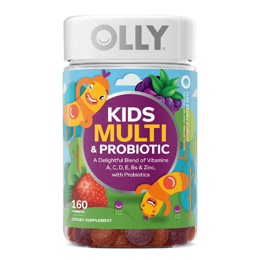 Kẹo dẻo cung cấp đủ lượng vitamin và lợi khuẩn cho trẻ em - OLLY Kids, vị quả mọng, 160 viên.
