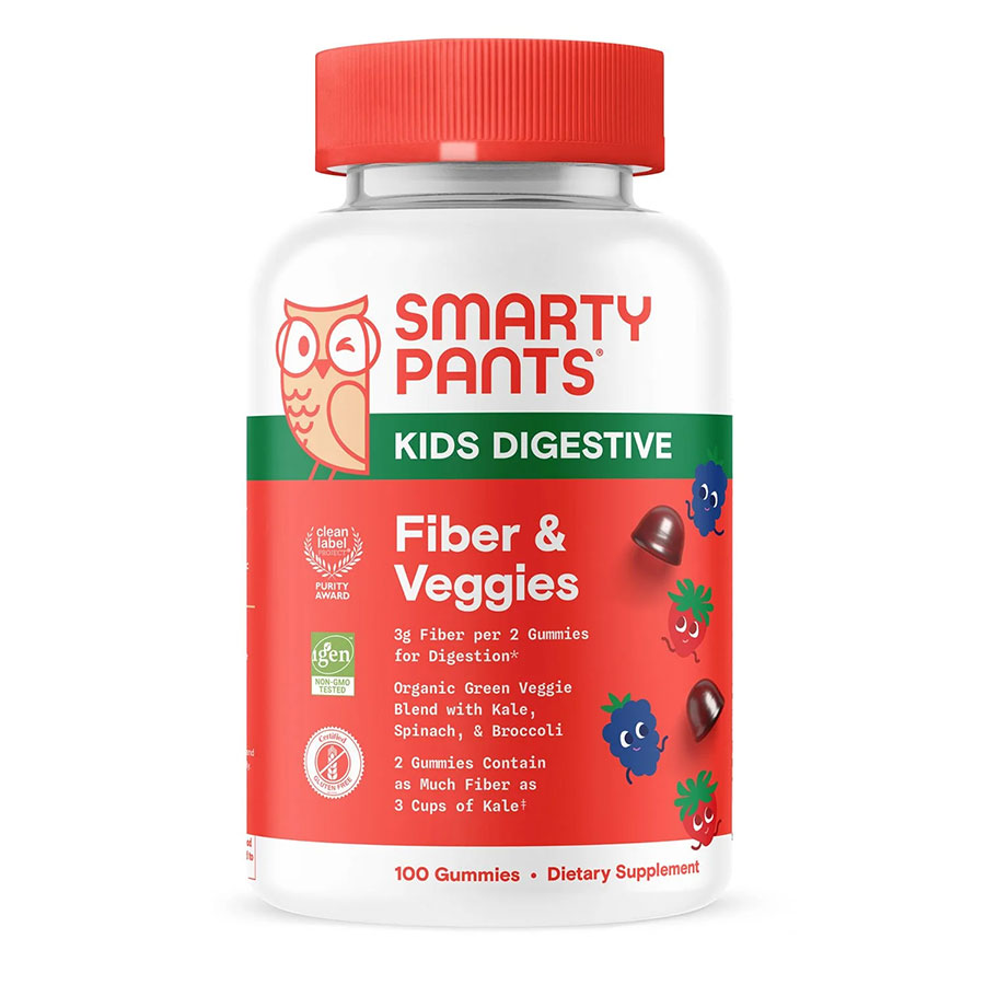 Kẹo dẻo SmartyPants Kids cung cấp đủ lượng rau cải, hổ trợ tiêu hóa cho trẻ em- Fiber & Veggies, 100 viên.