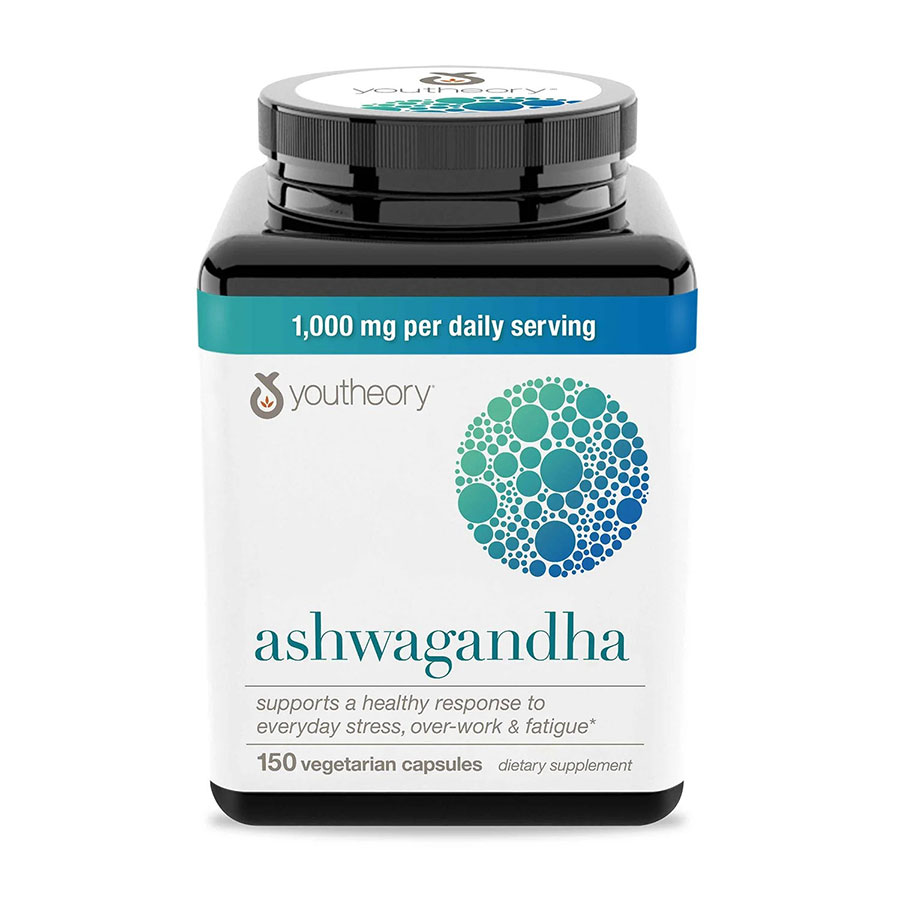 Viên giảm căng thẳng, mệt mỏi, stress, làm việc quá sức - Youtheory Ashwagandha 1000 mg. Viên nang chay, 150 viên.